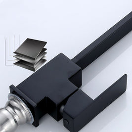 Black paint seven-character square kitchen faucet - HAUSSLYON