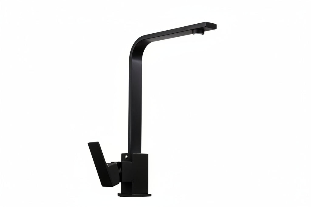 Black paint seven-character square kitchen faucet - HAUSSLYON