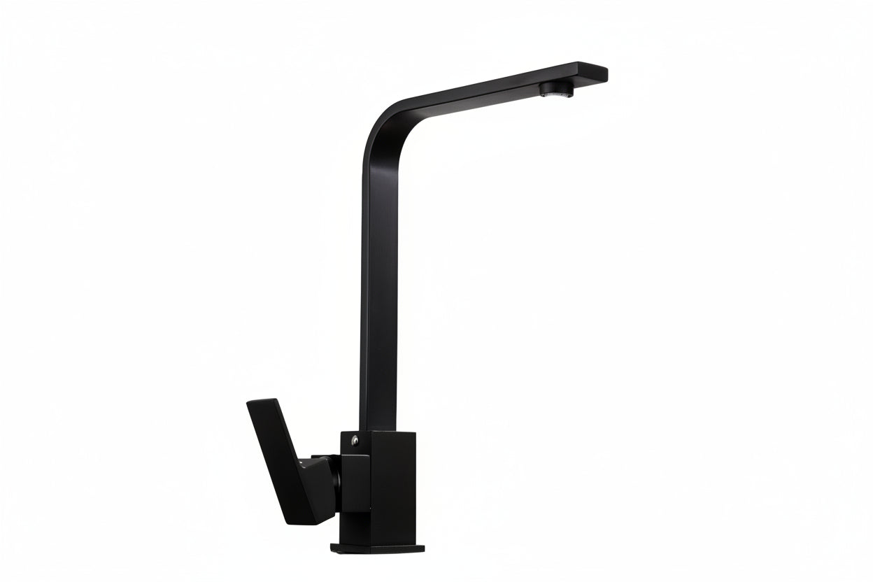 Black paint seven-character square kitchen faucet - HAUSSLYON