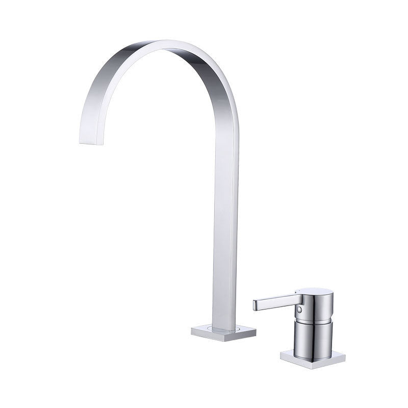 Robinet de salle de bain Kotto VidaXL en chrome, vue de face avec poignée ergonomique et finition brillante.