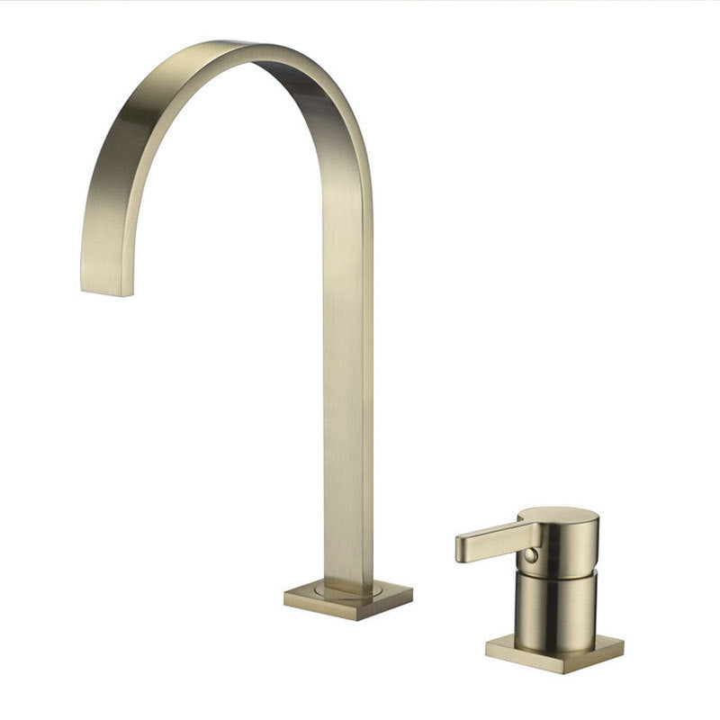 Mitigeur de salle de bain Kotto VidaXL en chrome, avec poignée et bec, installation moderne pour salle de bain élégante.