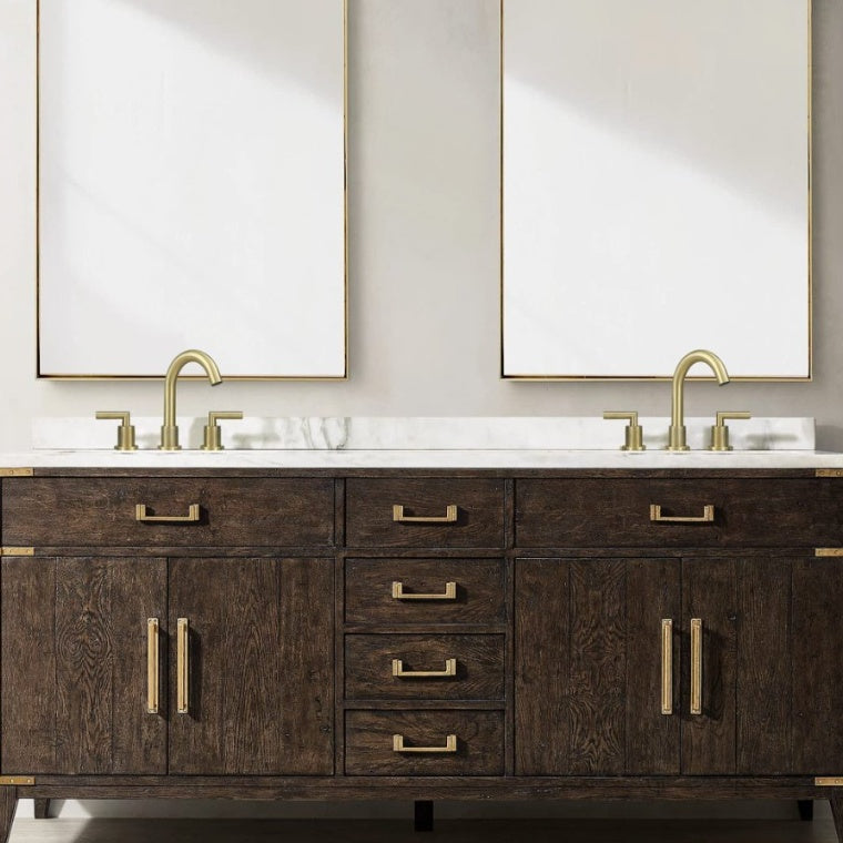 Robinet de salle de bain New York de VidaXL, robinetterie en laiton avec finition or pour lavabo ou baignoire.