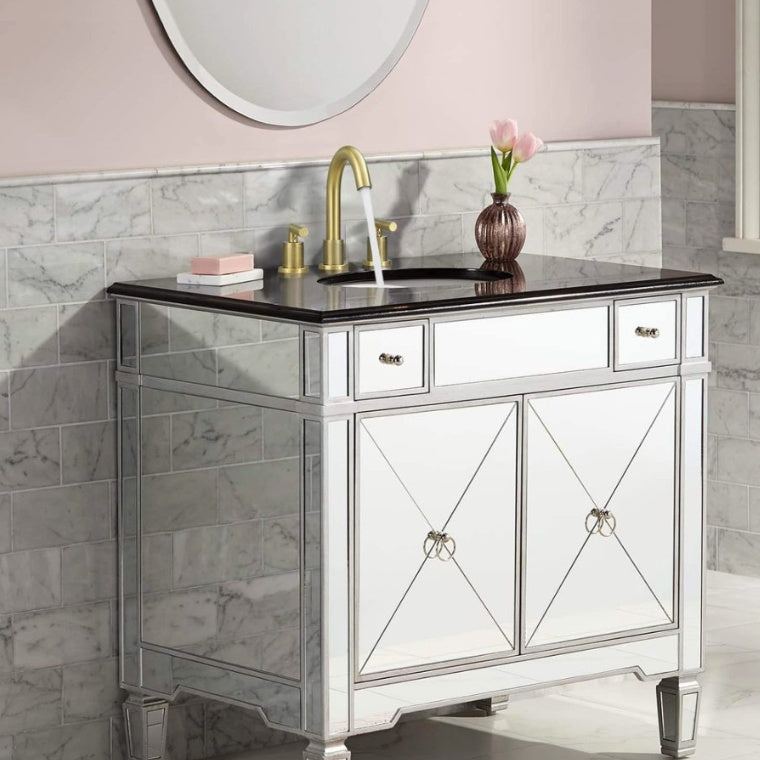 Robinet de salle de bain VidaXL New York en laiton doré, avec poignée moderne et design élégant pour salle de bain.