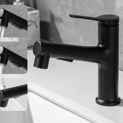 Copper Body Can Be Pulled White Multi-gear Adjustment Hot And Cold Faucet - HAUSSLYON