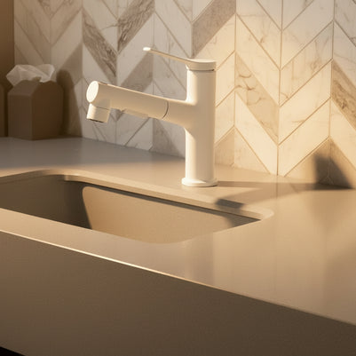 Copper Body Can Be Pulled White Multi-gear Adjustment Hot And Cold Faucet - HAUSSLYON