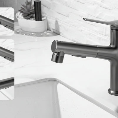 Copper Body Can Be Pulled White Multi-gear Adjustment Hot And Cold Faucet - HAUSSLYON