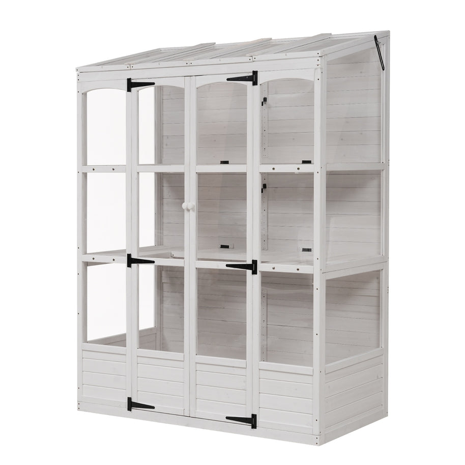 Serre FLORENCE blanche de VidaXL pour jardinage, structure en métal pour plantes et cultures en extérieur.