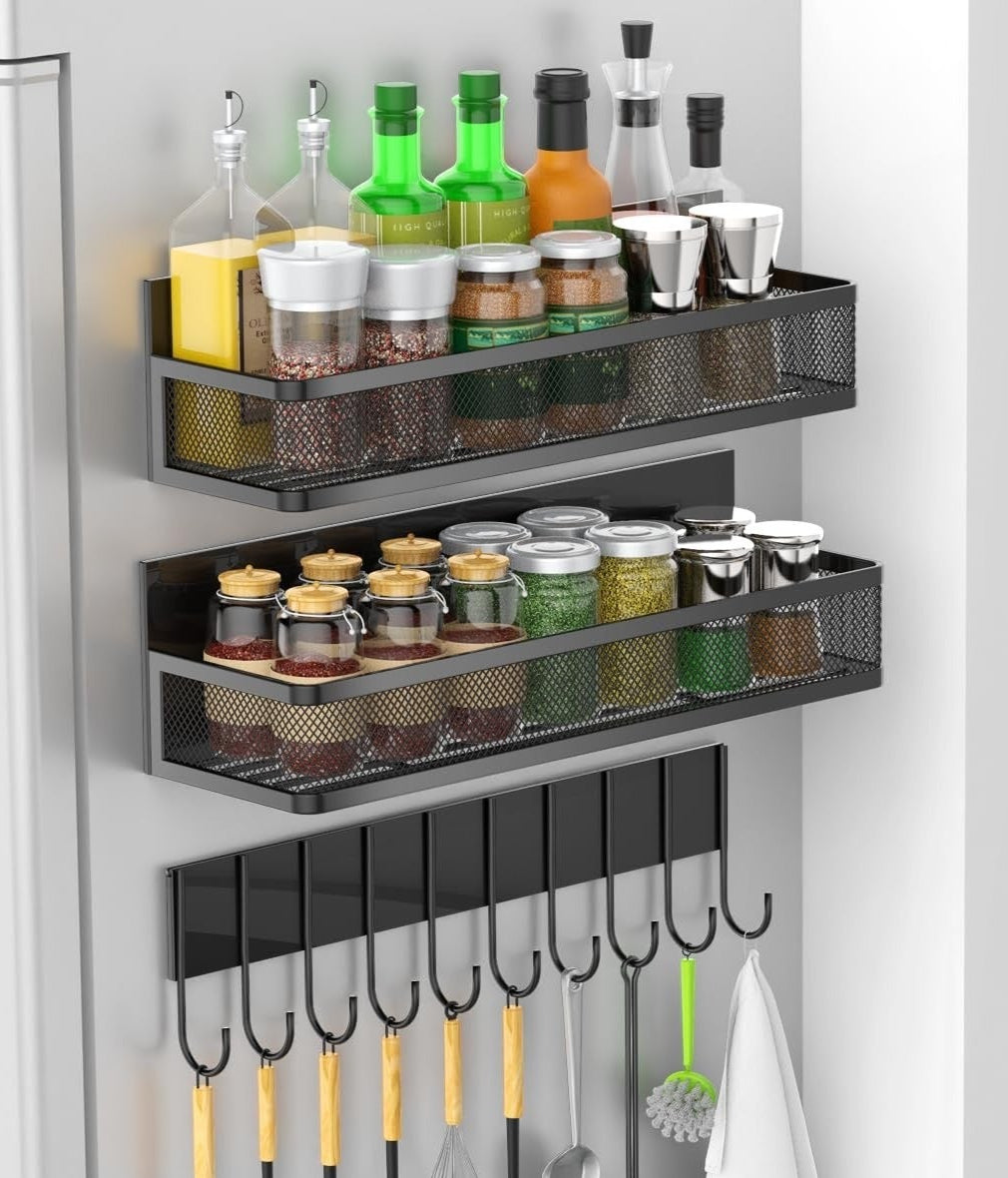 Mesh Refrigerator Shelf Kitchen Punch-free Soy Sauce Seasoning Rack - HAUSSLYON