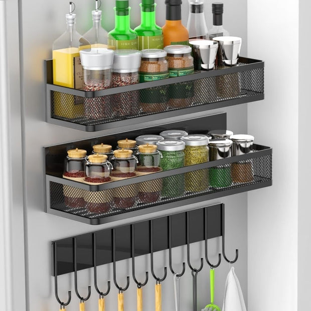 Mesh Refrigerator Shelf Kitchen Punch-free Soy Sauce Seasoning Rack - HAUSSLYON