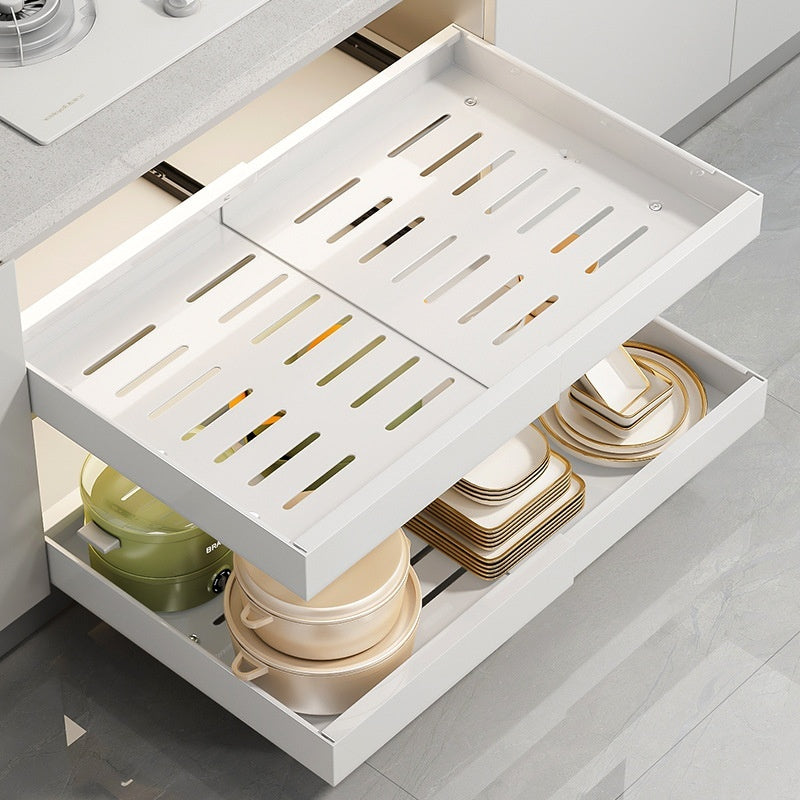 Tiroir coulissant Filion noir de VidaXL, dimension 32-52 cm, avec façade en bois pour meuble de rangement intérieur