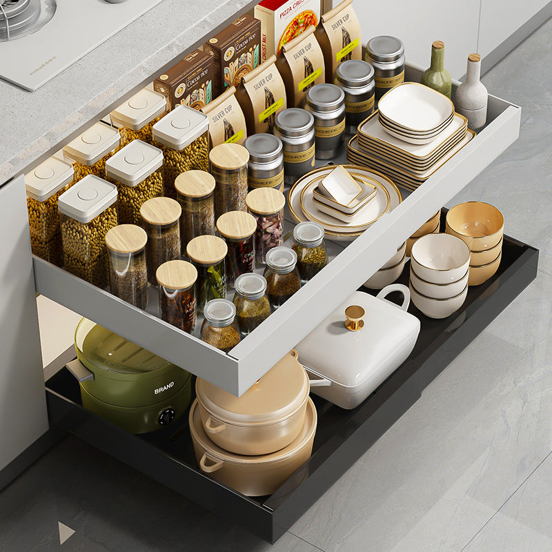 Tiroir coulissant noir Filion de VidaXL, longueur ajustable de 32 à 52 cm, pour meuble ou rangement intérieur.